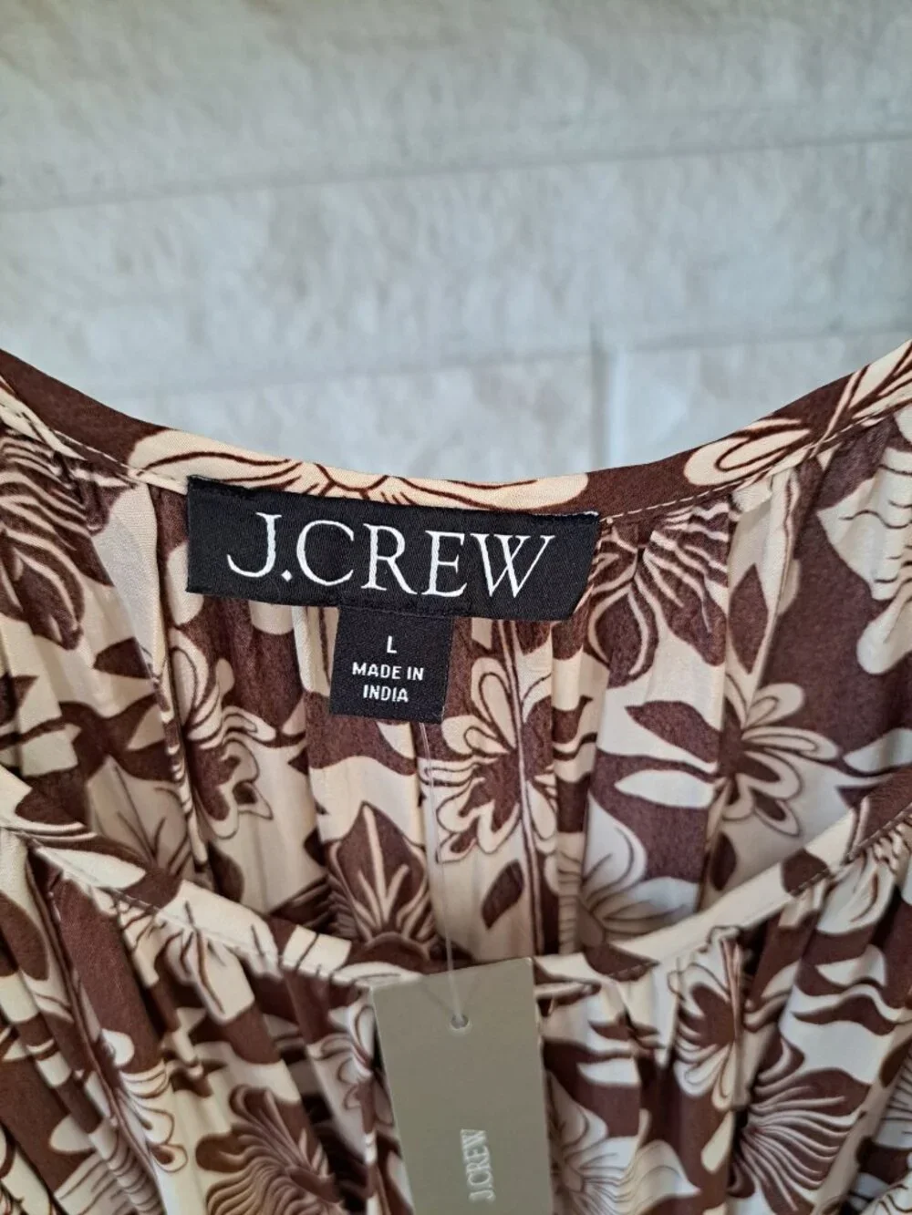 New J.Crew Womens Caspia Floral Crepe Maxi Dress  Brown/White L Sleeveless - Picture 2 of 15